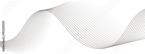 Abstract Flowing Ribbon Wave Of Brown Lines Over Minimal White Background For Modern Design.