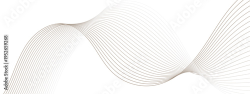 Abstract Flowing Ribbon Wave Of Brown Lines Over Minimal White Background For Modern Design.