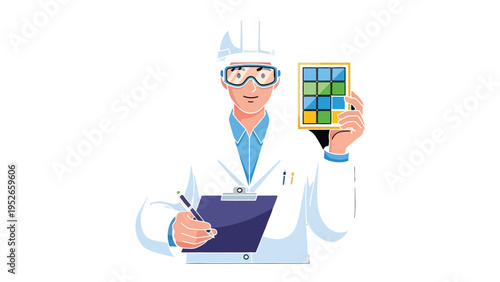 The Precision of Innovation: A dedicated scientist meticulously inspects a vibrant color sample. Capturing the essence of scientific precision, diligent observation, and meticulous documentation.