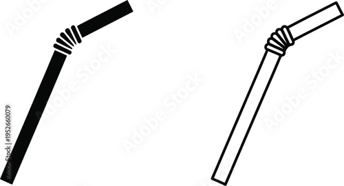 Drinking Straw Icons Set Vector