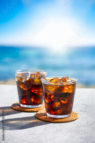 海辺のアイスコーヒー