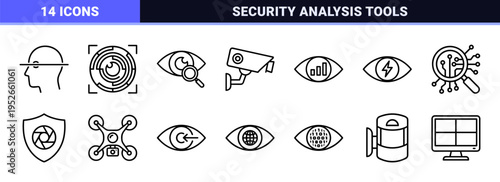 Visual Surveillance and Digital Investigation Monoline Symbols for Data Analysis and Security Monitoring Systems