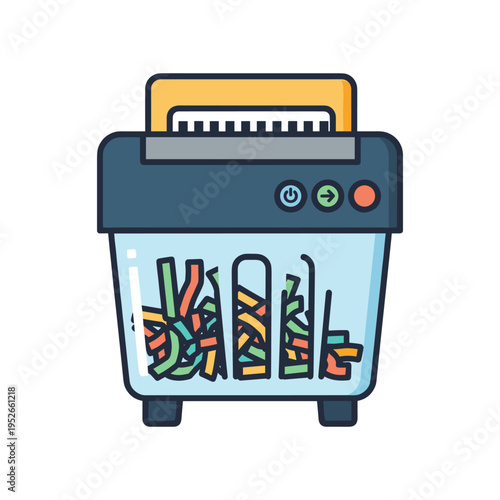 colorful paper shredder with shredded documents