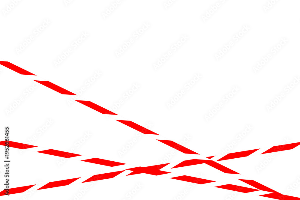 Fototapeta premium PNG crossed caution ribbon red white stripes isolated transparent background Realistic warning tape for crime scene police line and danger zone overlay design