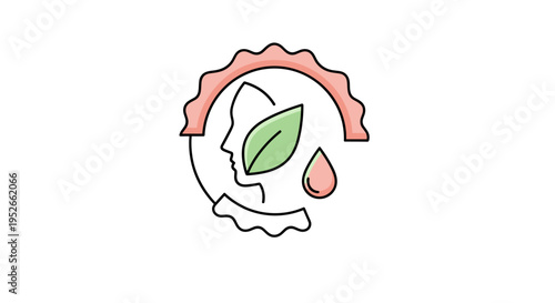 Natural Skincare Concept Icon Face Leaf and Water Drop