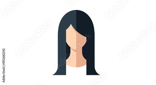 Stylized Icon Of A Woman With Long Dark Hair