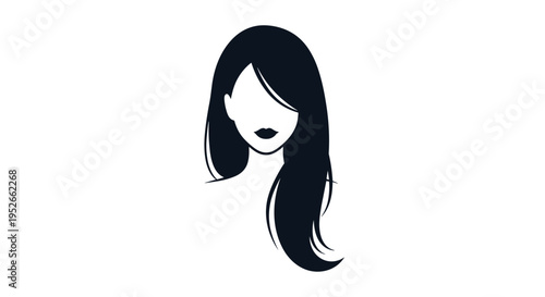 Elegant Silhouette Of A Woman's Head With Long Dark Hair