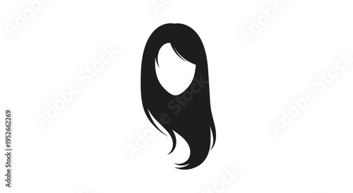 Stylized Black Hair Silhouette on White Background