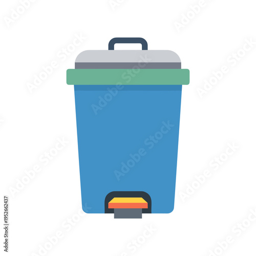 Fényképezés blue recycling bin with pedal and handle on white background