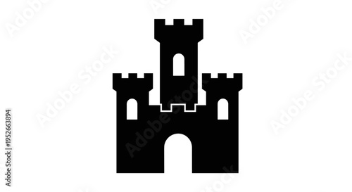 Black Silhouette Of A Castle On A White Background