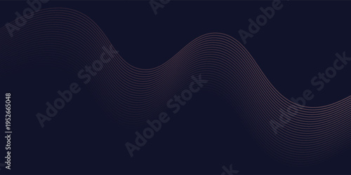 Dark abstract background featuring glowing, flowing wave lines in blue red color gradient. Futuristic design with shiny, smooth motion, perfect for technology-inspired visuals. Vector illustration.