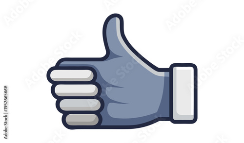Blue thumbs up icon symbol for approval and agreement