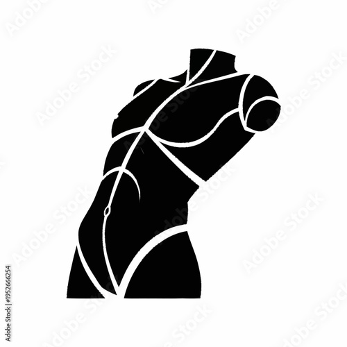 Abstract Male Torso Silhouette with Defined Musculature.