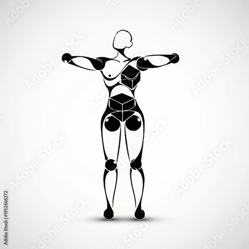 Abstract Humanoid Figure with Geometric Body Parts.