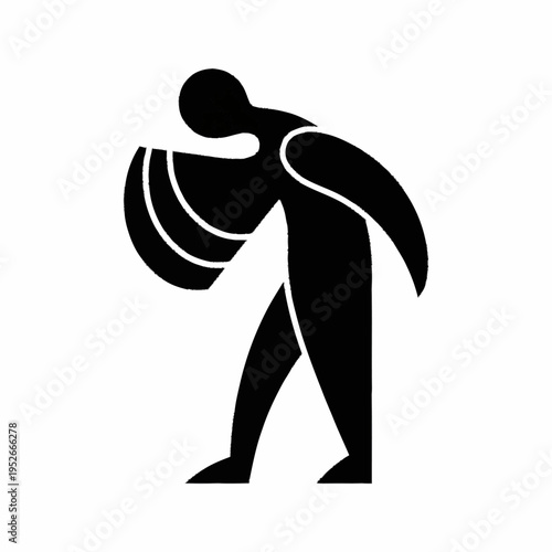 Abstract Silhouette of a Person Holding a Shield.