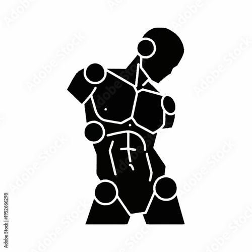 Anatomical Figure With Joint Markers For Medical Study.