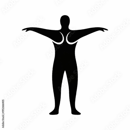 Human silhouette with arms outstretched and highlighted shoulder blades.