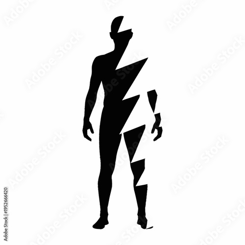 Human silhouette with lightning bolt graphic representing power and energy.