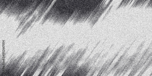 Diagonal abstract grayscale texture with streaky noise and granular patterns creating a dynamic motion effect for backgrounds and design elements