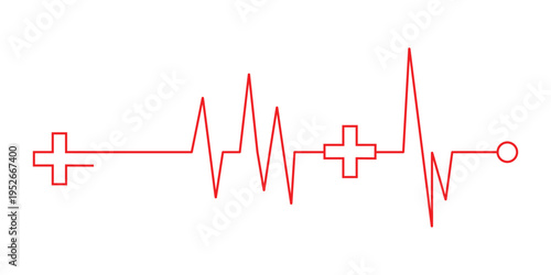 Heart rate pulse graph and heartbeat icon set. Vector EPS for health and medical design.