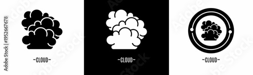 Cloud logo set. Collection of black and white logos. Stock vector.