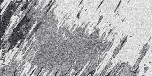Abstract monochrome textured background with diagonal streaks and granular noise effect creating a dynamic and artistic visual composition