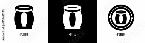 Potted logo set. Collection of black and white logos. Stock vector.