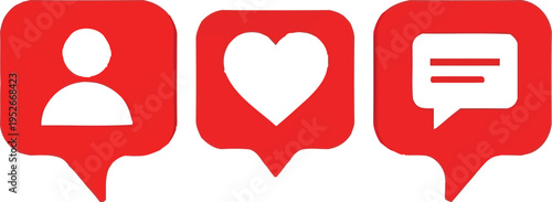 Social media notification icons showing engagement stats