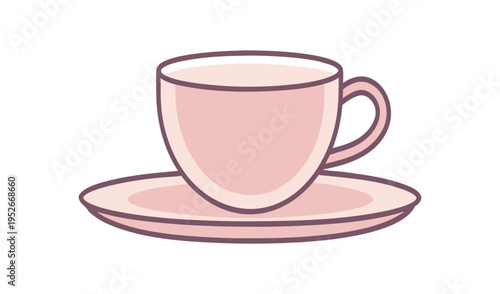 Simple pink coffee cup and saucer illustration