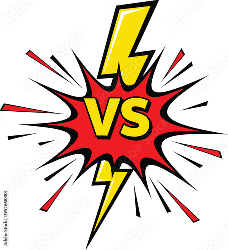 Comic style versus symbol with lightning bolts