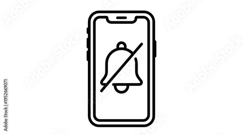 Smartphone with notification bell crossed out icon in minimalist style  