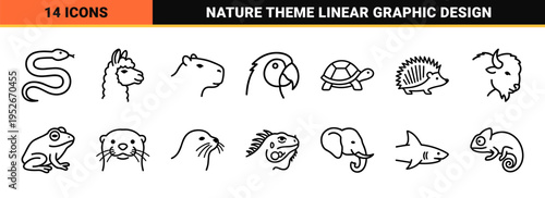 Minimalist Animal Profile Monoline Symbols Featuring Uniform Stroke Weight and Sophisticated Linear Geometry for Branding and Wayfinding