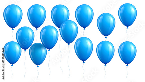 Eight stages of blue balloon inflation process sequence from flat to full and floating flat vector illustration isolated on white background for party theme