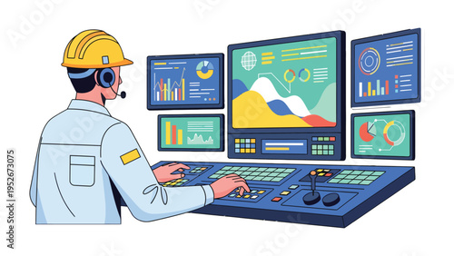 Control Room Technician: A focused technician diligently operates intricate control panels, surrounded by a series of glowing monitors displaying complex data and graphical representations.