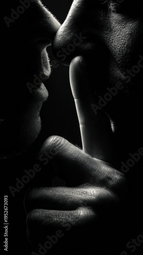 Two people are close, one whispers a secret while the other shows he is keeping quiet and not sharing what he knows about it