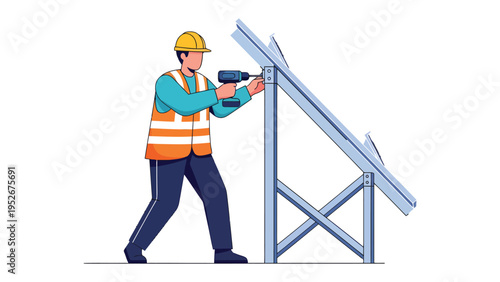 Solar Panel Installation: A technician meticulously installs solar panels, embodying the promise of sustainable energy and a greener future.