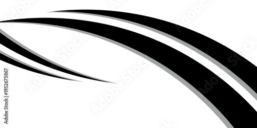 An abstract vector graphic with dynamic, flowing black and grey swooshes