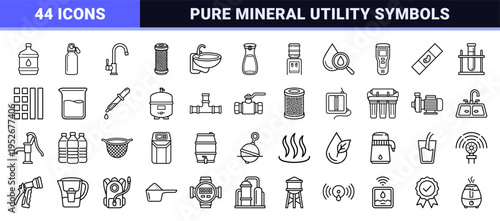 Hydration and Water Purification Technical Monoline Symbols for Commercial Utility and Clean Mineral Management Systems