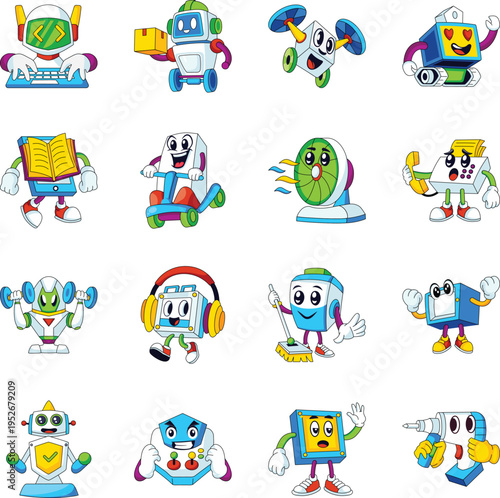 Set of Digital Tools Flat Style Illustrations 