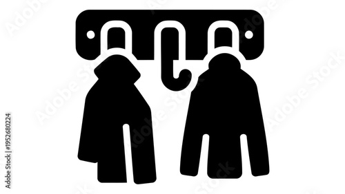 Door mounted coat hook with hanging garments