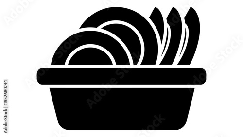 Dish storage basket icon for kitchen organization and culinary utensil management