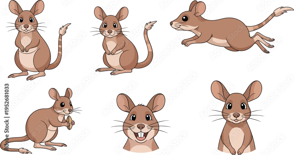 Obraz premium Mouse cartoon character set isolated vector