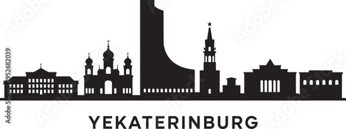 Foto Yekaterinburg Russia City Skyline Silhouette Vector Illustration featuring Iconic Urban Landmarks