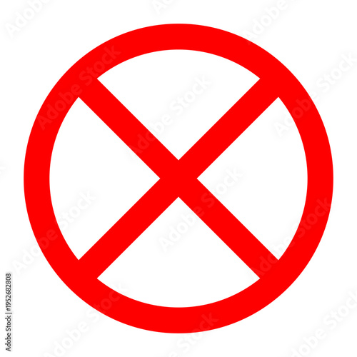 Red circular prohibition sign icon with a large cross in the center. Universal vector symbol for indicating cancellation, error, or strict ban on a white background. Vector illustration. Free Download Red circular prohibition sign icon with a large cross in the center. Universal vector symbol for indicating cancellation, error, or strict ban on a white background. Vector illustration. - GFXLoad