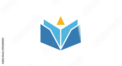 Free Download Abstract open book logo with a golden triangle pointing upwards, symbolizing knowledge and growth. - GFXLoad
