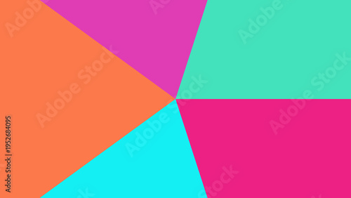 Abstract geometric gradient background with vibrant pink, orange, teal, and purple color blocks