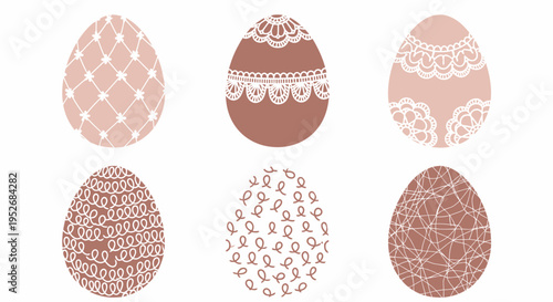 Decorative pastel easter eggs with intricate patterns in a minimalist design style.