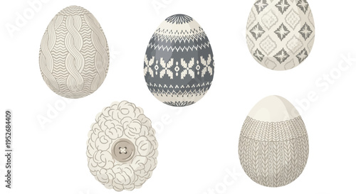 Intricate patterns on traditional decorative eggs displayed in a row