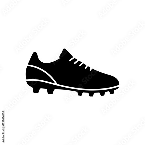 Minimal black silhouette of soccer cleats footwear for professional football play Vector illustration