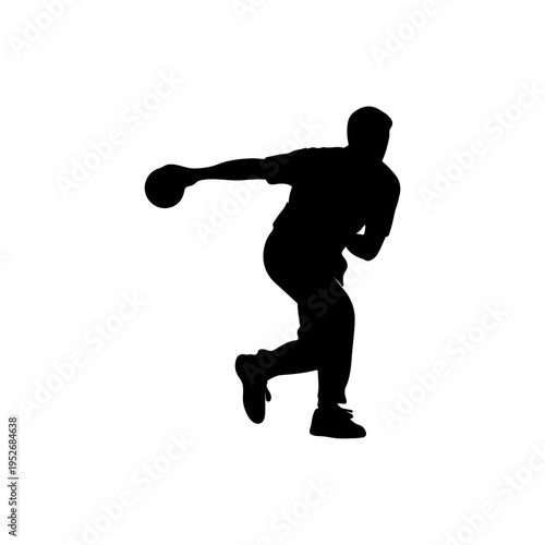 Minimal black silhouette of a cricket bowler mid delivery action in motion Vector illustration